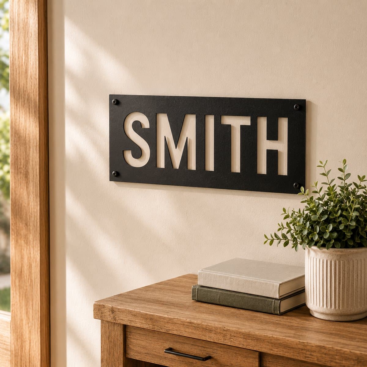 Family Name Sign, solid steel, cut clean